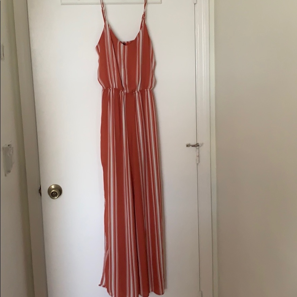 Coral and White Jumpsuit